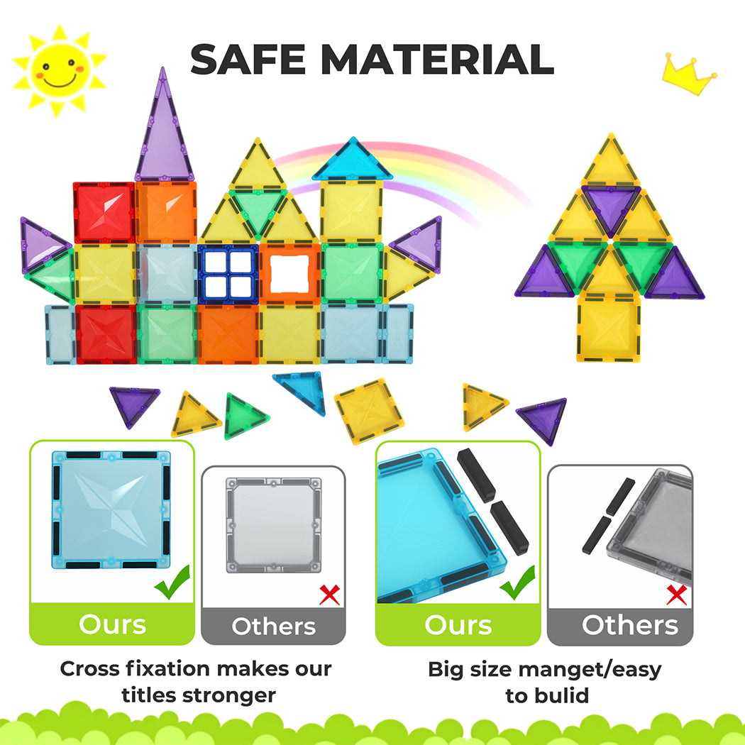 60pc Magnetic Building Blocks Set Stem Educational Toys For Kids Gifts | Multi Colour