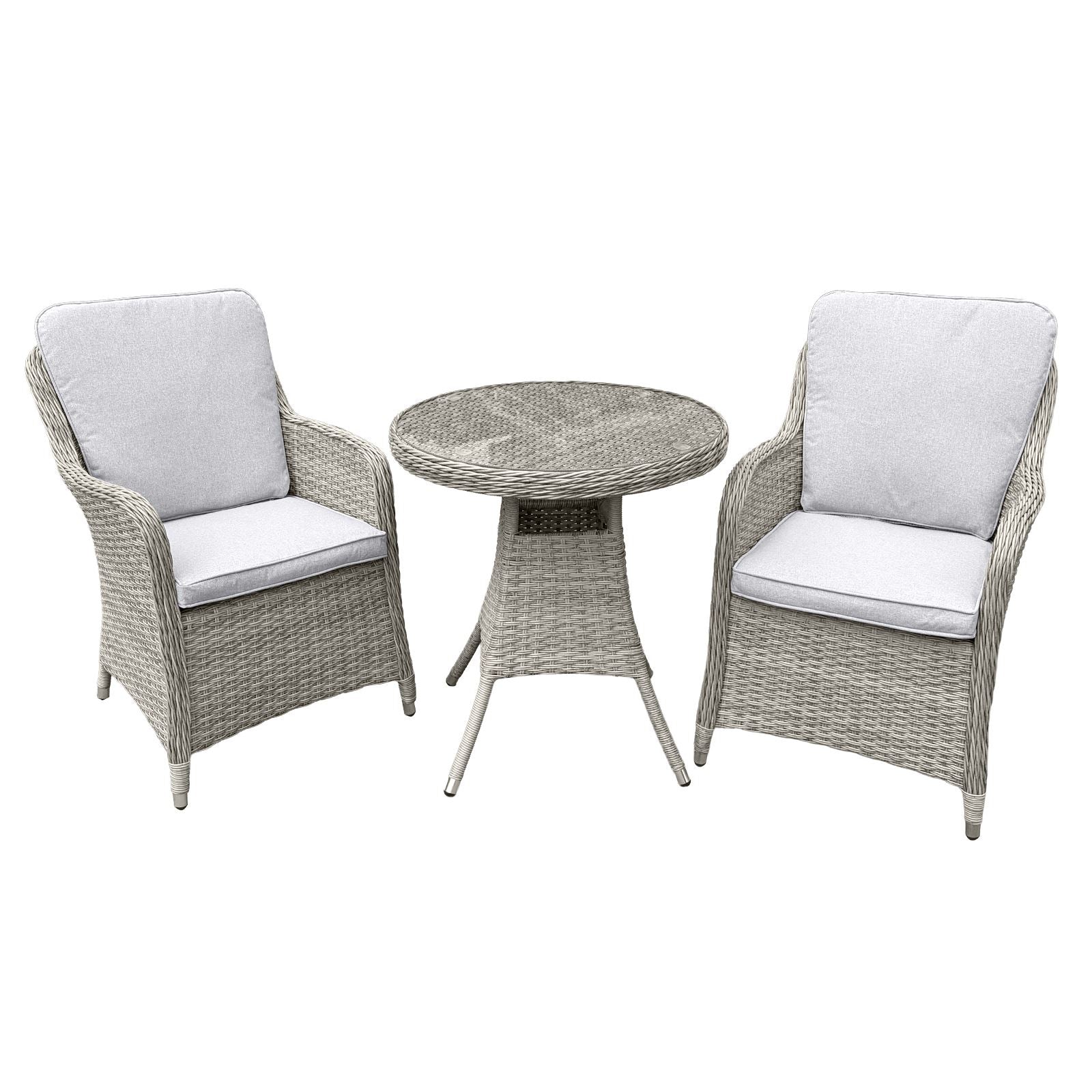Hampton Rattan 2 Seat Bistro Set In Dove Grey | 2 Seat | Light Grey