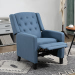 Button Tufted Microfibre Recliner Armchair | Blue