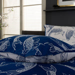Dancing Koi Deluxe Thread Count Cotton Duvet Cover Set | Single | Blue
