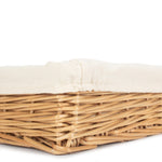 Wicker Cotton Lined Straight-sided Rectangular Tray | Medium | Brown