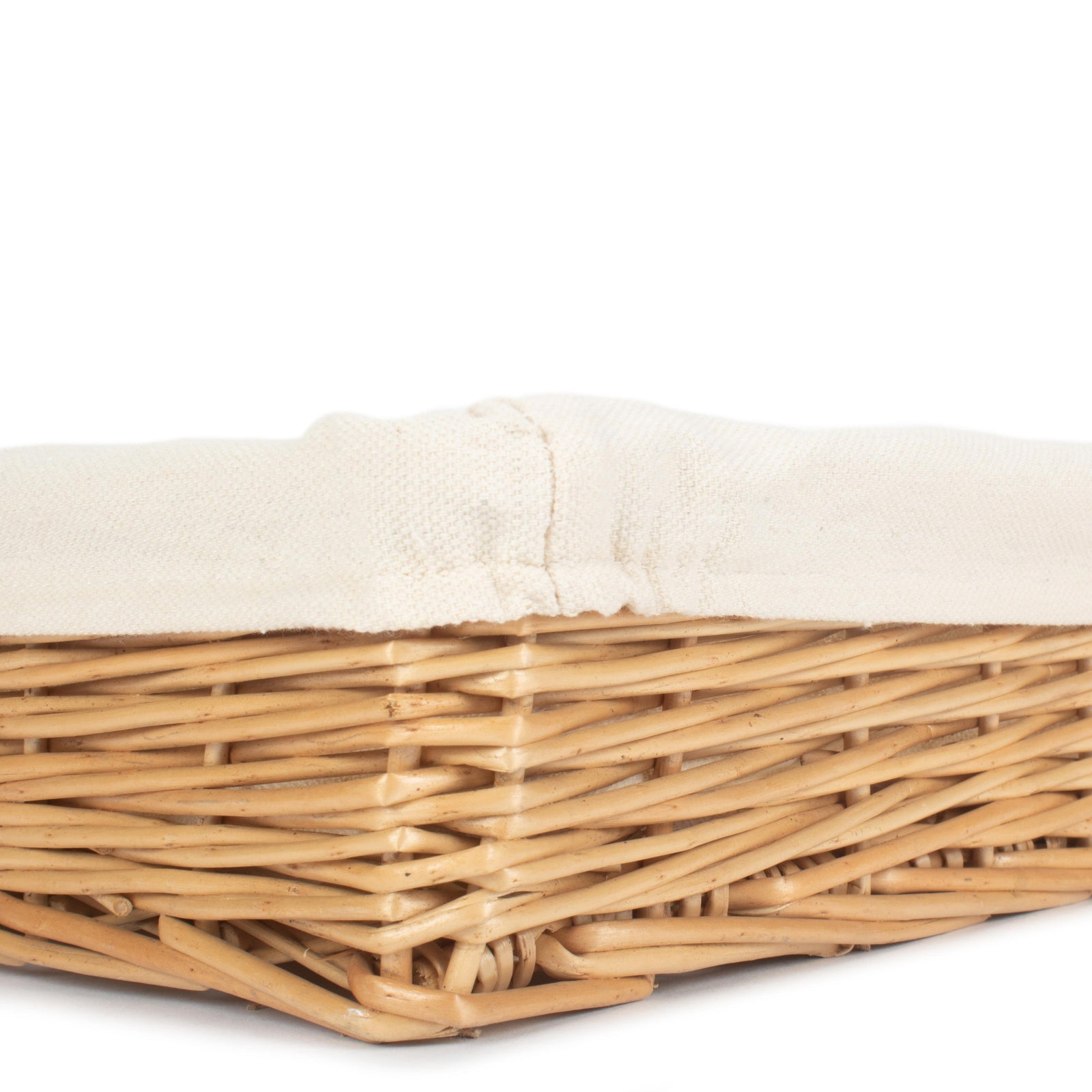 Wicker Cotton Lined Straight-sided Rectangular Tray | Medium | Brown