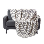 Chevron Herringbone Cotton Knitted Throw | 150cm x 200cm | Grey