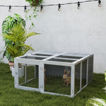 Rabbit Hutch Small Animal Guinea Pig House With Openable Roof Grey