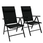 Set Of 2 Patio Folding Chairs With Adjustable Back | Black
