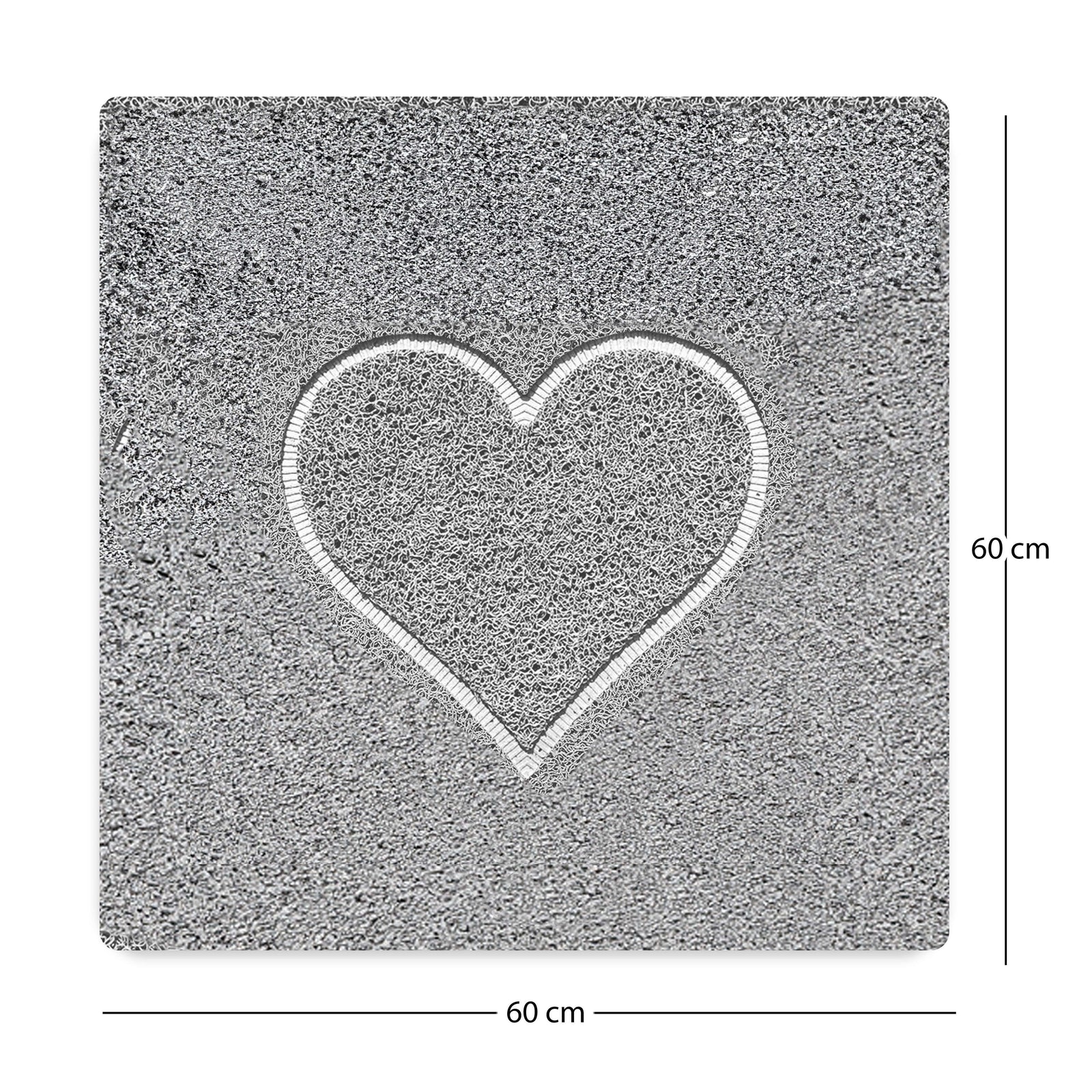 Spaghetti Anti Slip Square Shower/bath Mat - Heart Embossed | 60cm x 60cm | Grey