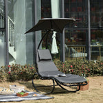 Patio Rocking Chaise Lounge With Canopy And Pillow