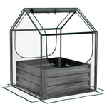 Raised Garden Bed W/ Greenhouse & Cover - Clear/Dark Grey