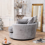 Havana Velvet Swivel Base Cuddle Chair | Gray