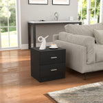 HOMCOM Bedside Table, Nightstand With 2 Drawers, Modern Side Table, Black