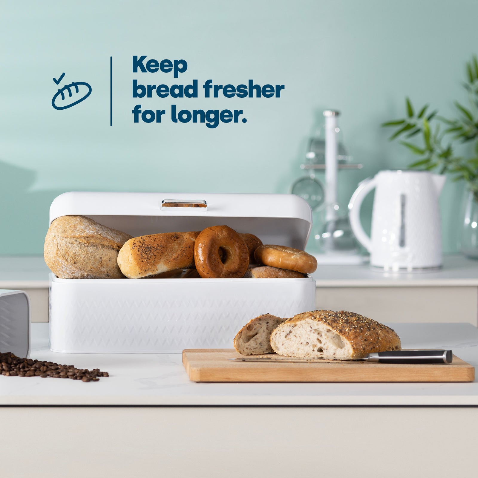 Taurus Bread Bin & Canister Set - White