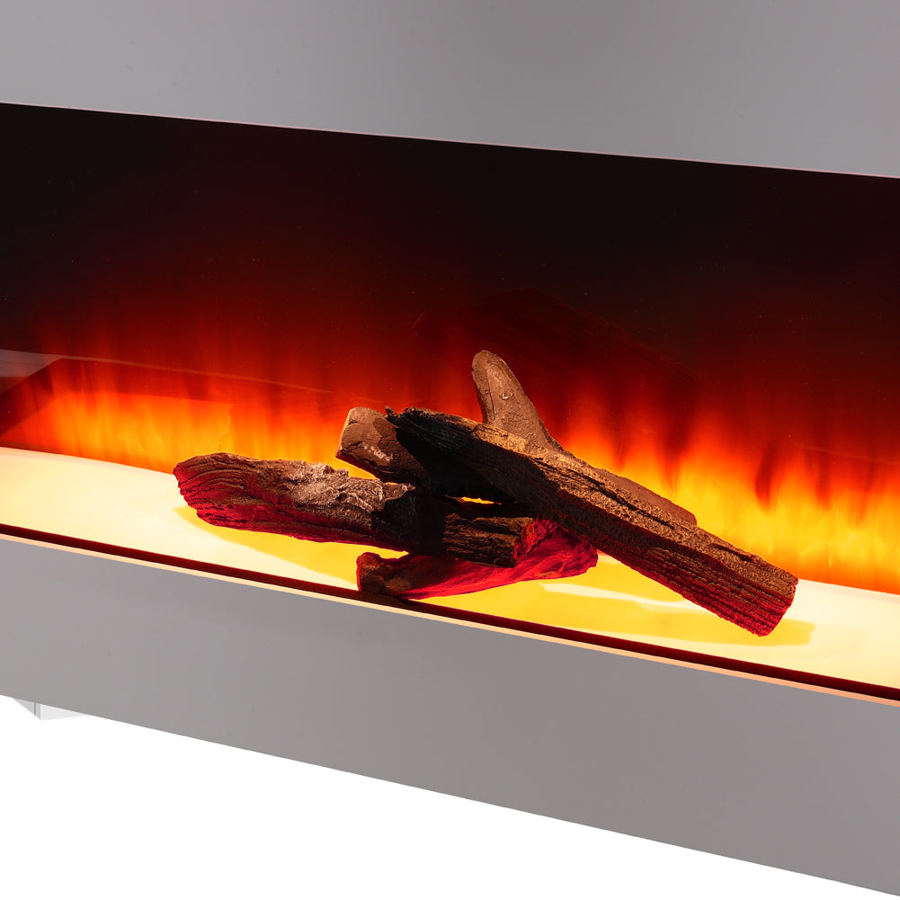 52-inch Electric Fireplace Suite, Black Fire With White Surround & Left Night Light, Remote Control