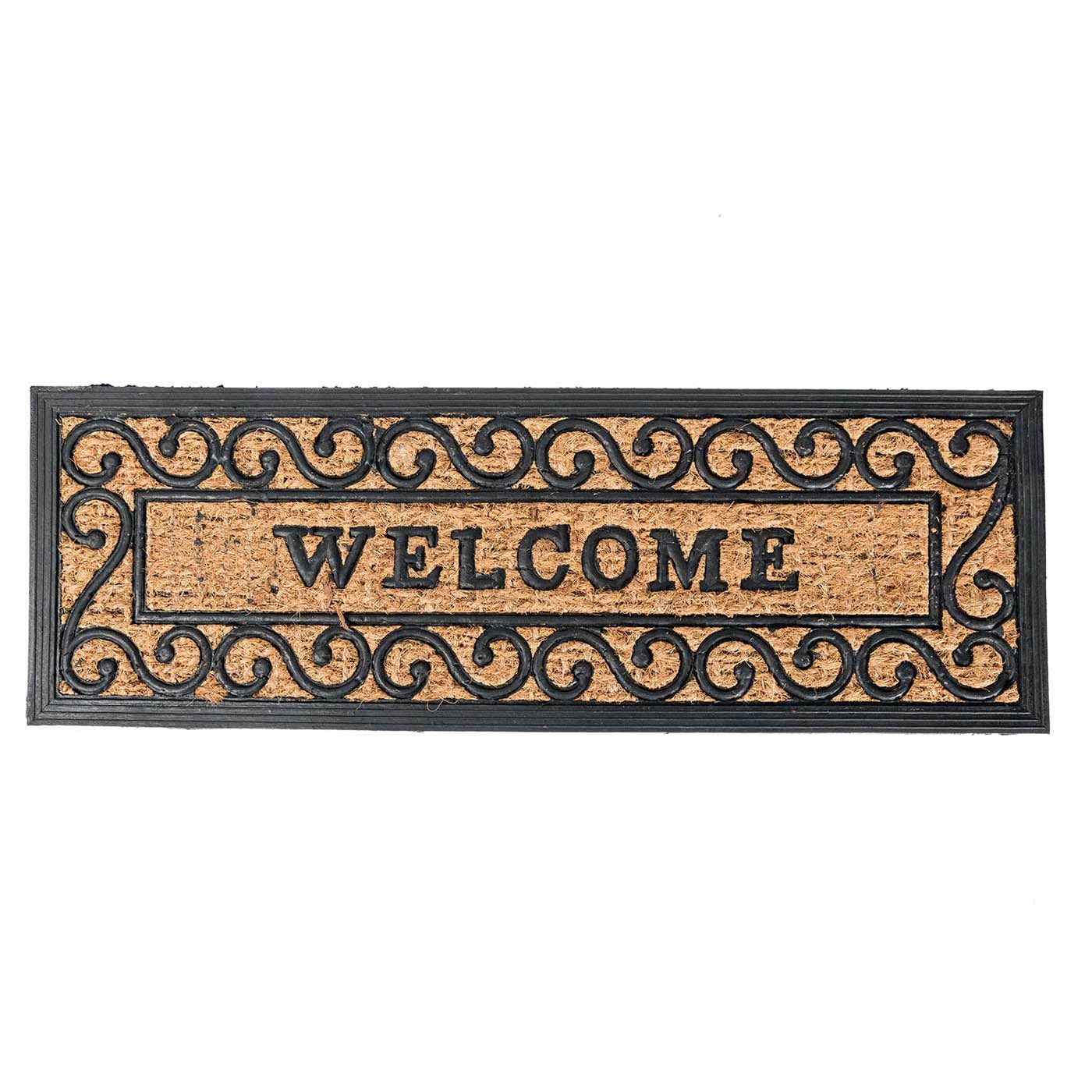 HOMESCAPES Welcome Rubber And Coir Doormat