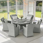 Rattan Garden Dining Set With Turntable, Aluminium Frame