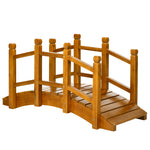 Wooden Garden Bridge With Railings, Arc Footbridge, Brown
