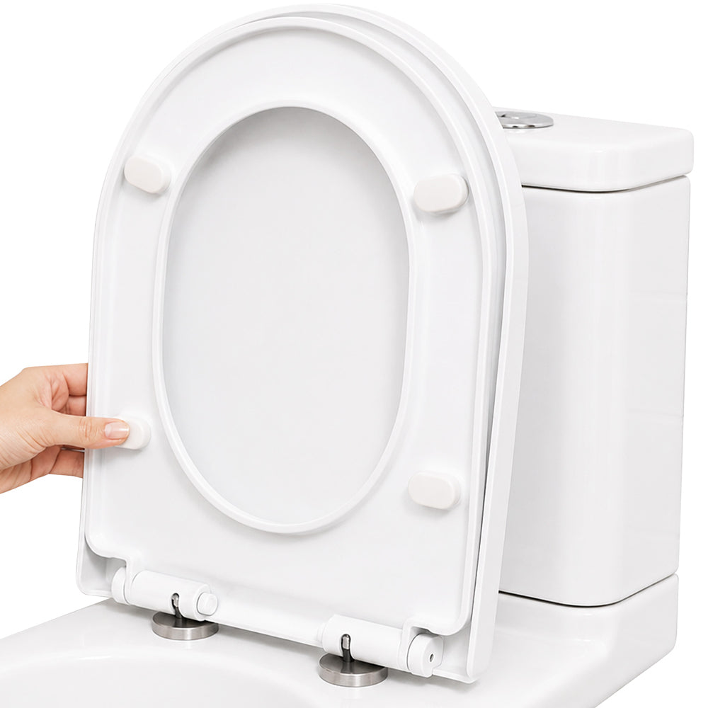 Livivo Soft Close D Shaped Toilet Seat - White With Quick Release Button For Easy Cleaning