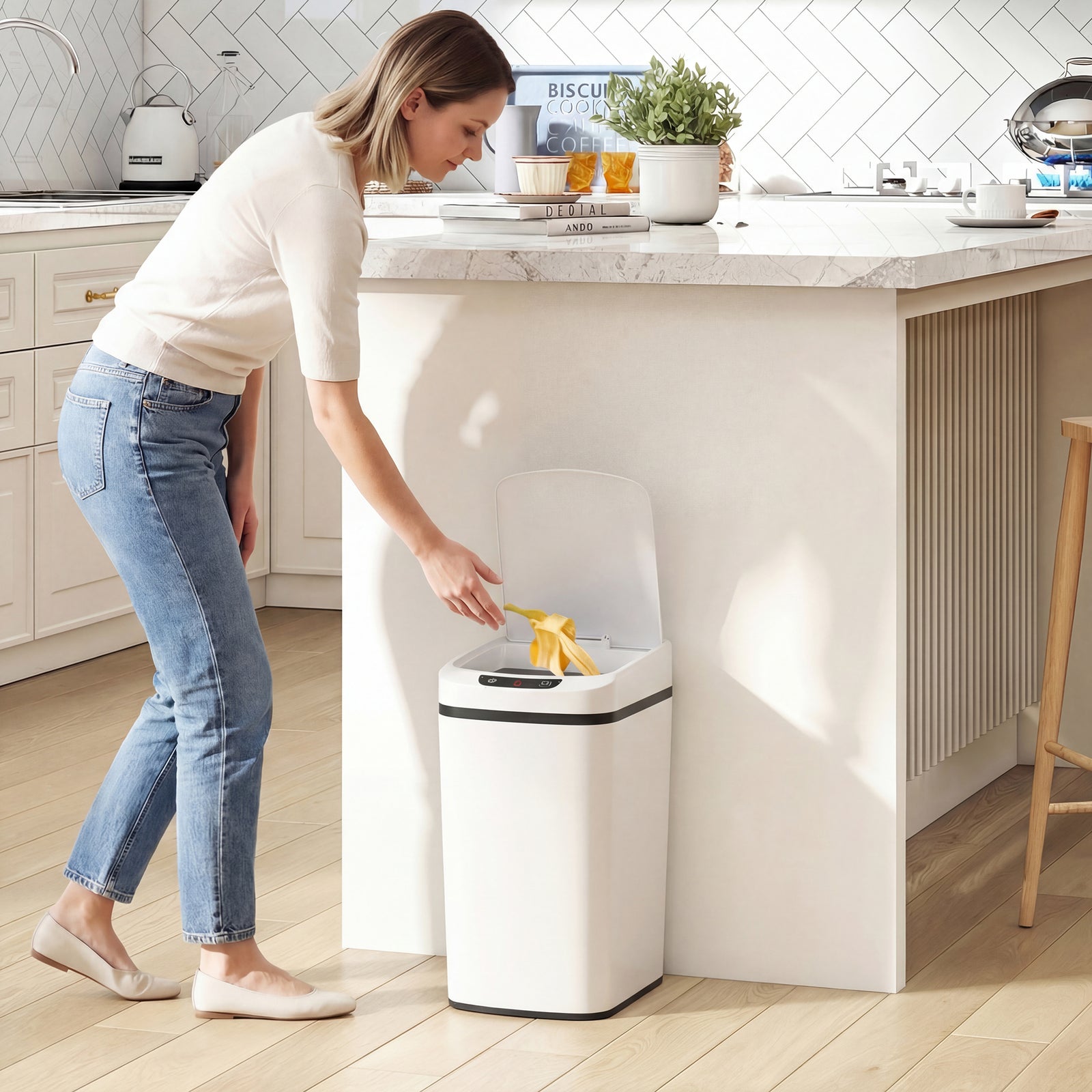 12l Sensor Bin, Automatic Touchless Motion Sensor Kitchen Bin | White