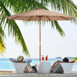 3m Wooden Bamboo Parasol Outdoor Umbrella Canopy | Khaki