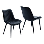 Set Of 2/4 Velvet Dining Chairs With Quilted Design, Wooden Frame, And Metal Legs | Set of 2 | Black