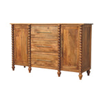 Solid Mango Wood Spindle Sideboard In Light Brown Finish
