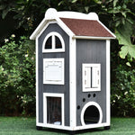 Wooden Cat House Condos Cat Cave 2 Floor Pet Shelter Outdoor Furniture