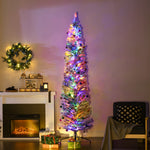 6/7/7.5ft Flocked Christmas Tree, Led Lights | 7.5ft | Green