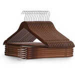 20 Pack Wooden Clothes Hangers With Non Slip Bar | Brown