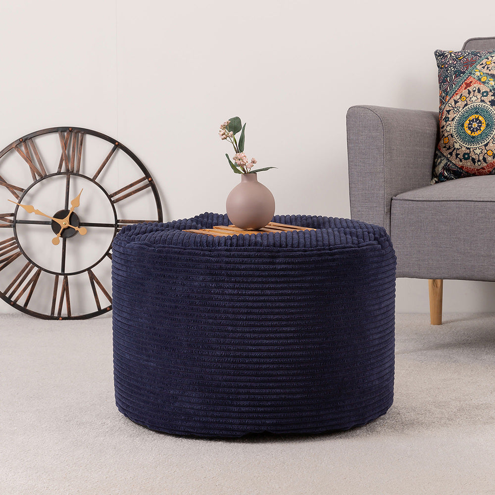Frankie Cord Bean Bag Pouffe | Navy Blue