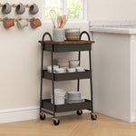 Rolling Utility Cart With Mesh Baskets For Kitchen | Black