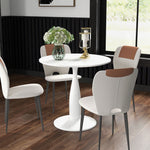 Round Dining Table W/ Steel Base, Dining Room | Antique White