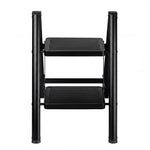 Small Step Ladder Foldable 150kg Carbon Steel Kitchen Steps Black | Black