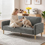 2 Seater Sofa, Velvet Small Couch With Plush Backrest | Grey