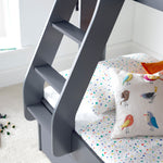Oliver Triple Sleeper Storage Bunk Bed With Drawer With Memory Foam Mattresses | Small Double | Grey