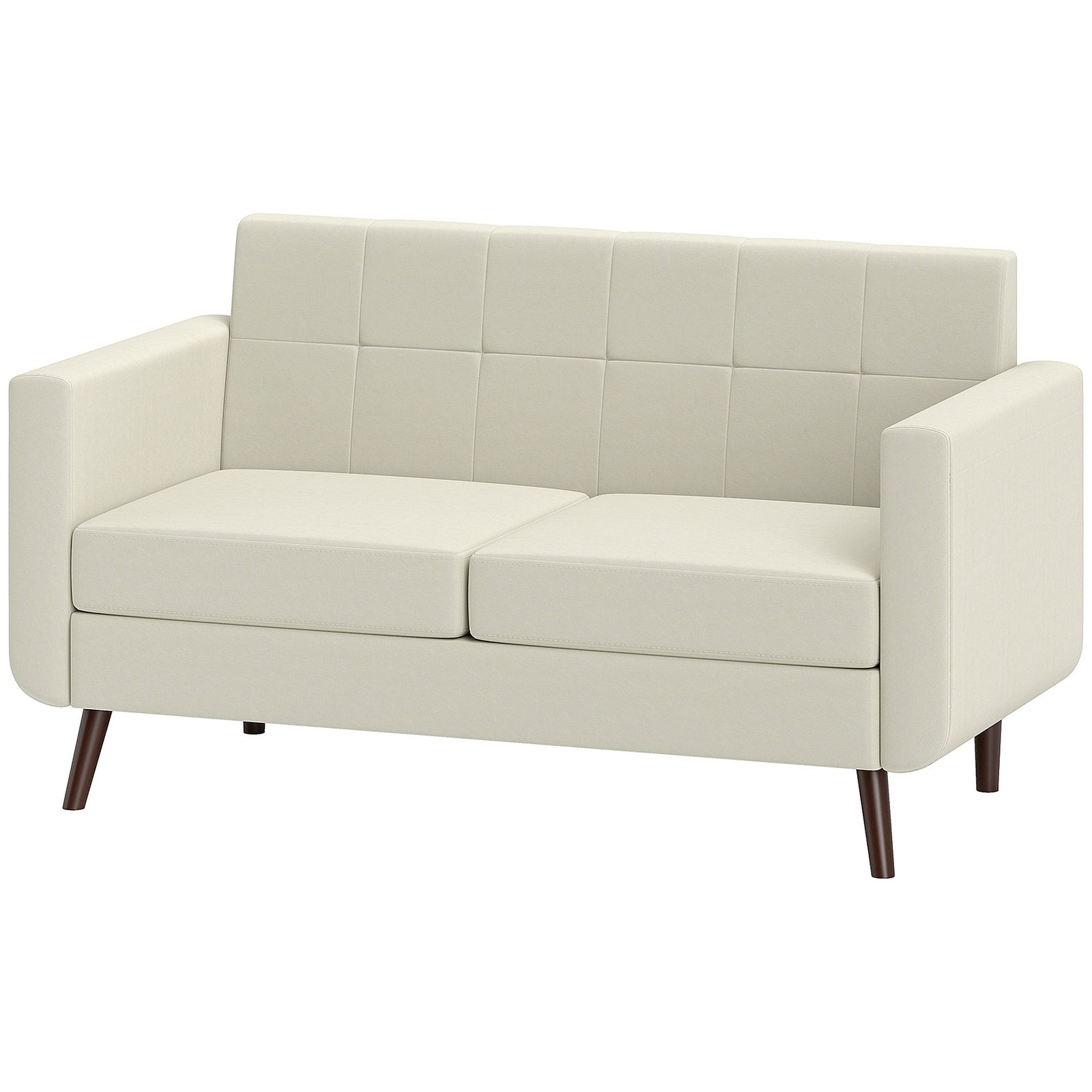 Modern Loveseat Upholstered Fabric Sofa, Cream