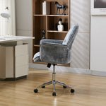 Retro-style Chenille Upholstered Office Chair With Armrests And Casters