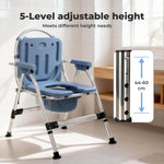 Commode Chair For Bedroom Folding Adjustable Bedside Toilet Shower Chair | Blue