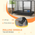 Heavy Duty Dog Crate W/ Bowl Holder, Openable Top