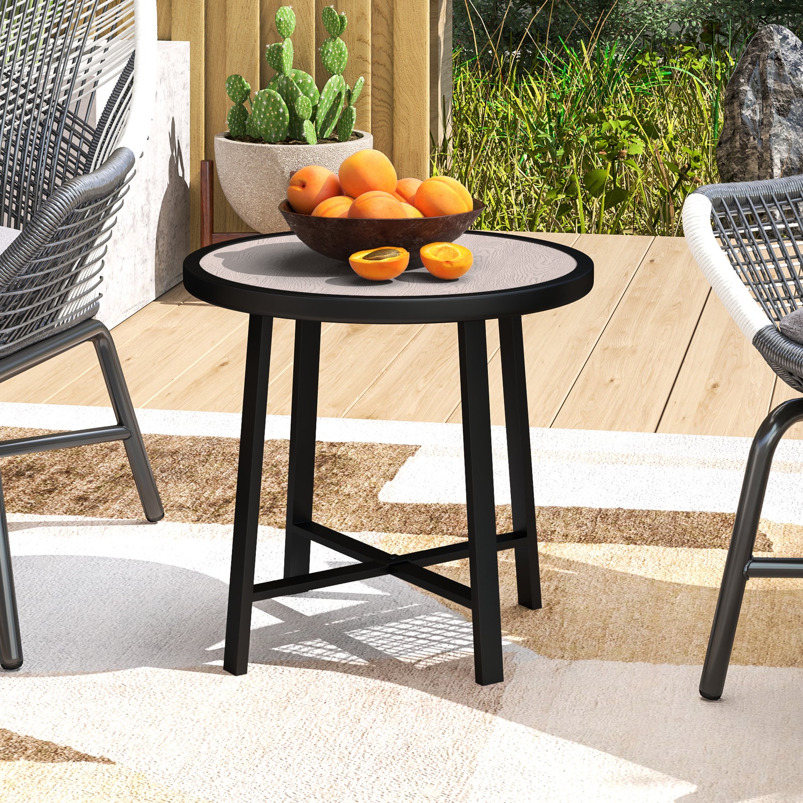 50.5cm Round Garden Table W/ Spc Tabletop | Gray