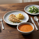 Reactive Grey Glaze Stoneware Dinnerware Set Nordic Pebble Plates & Bowls | Set of 6 | Grey