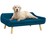 Dog Sofa Bed Raised Couch With Wooden Frame And Soft Cushion | Blue
