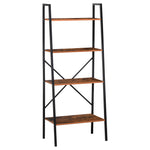 4-tier Minimalistic Ladder Shelf Unit Steel Frame Display | One Size | Brown