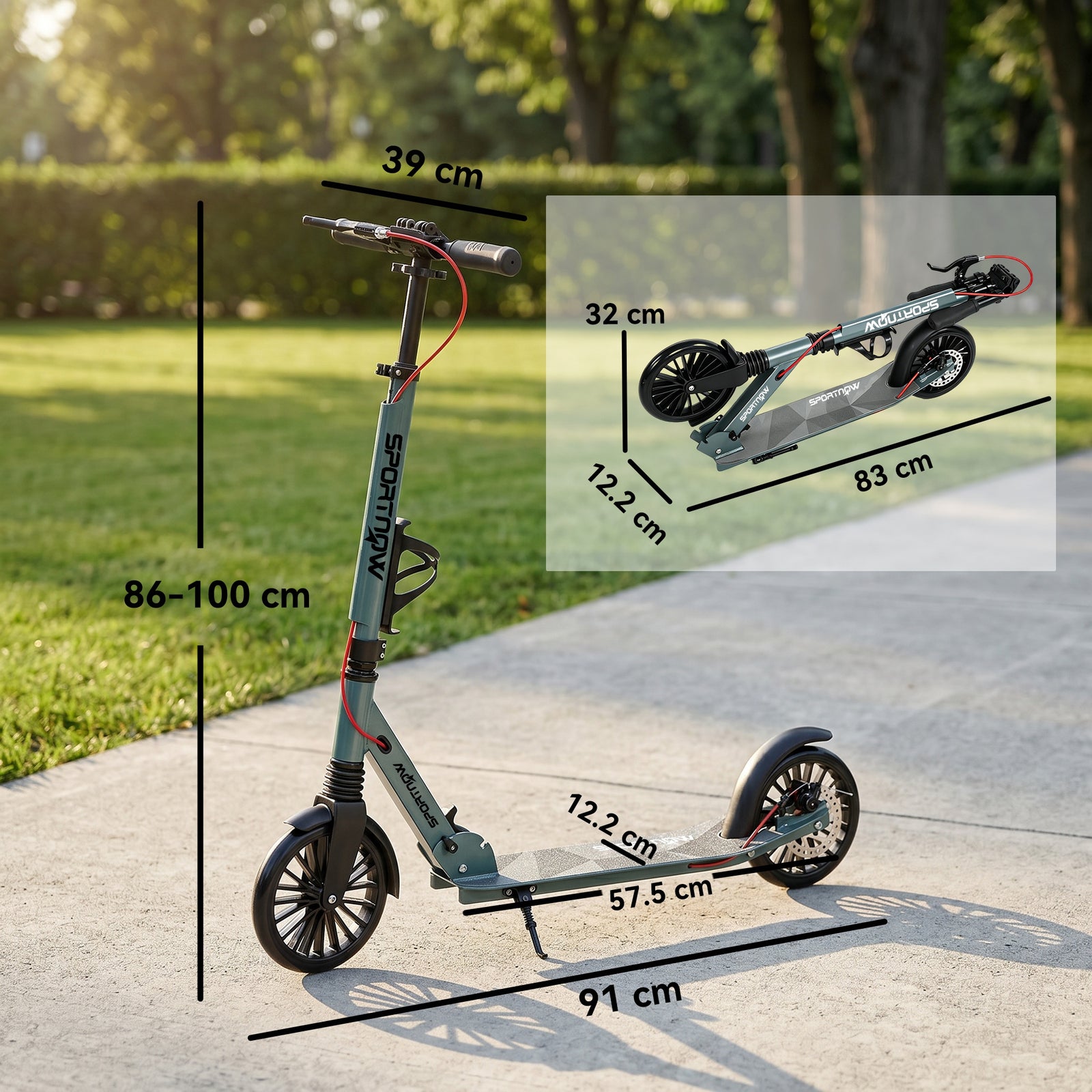 Foldable Kick Scooter, Adult Scooters With Big Wheels | Silver
