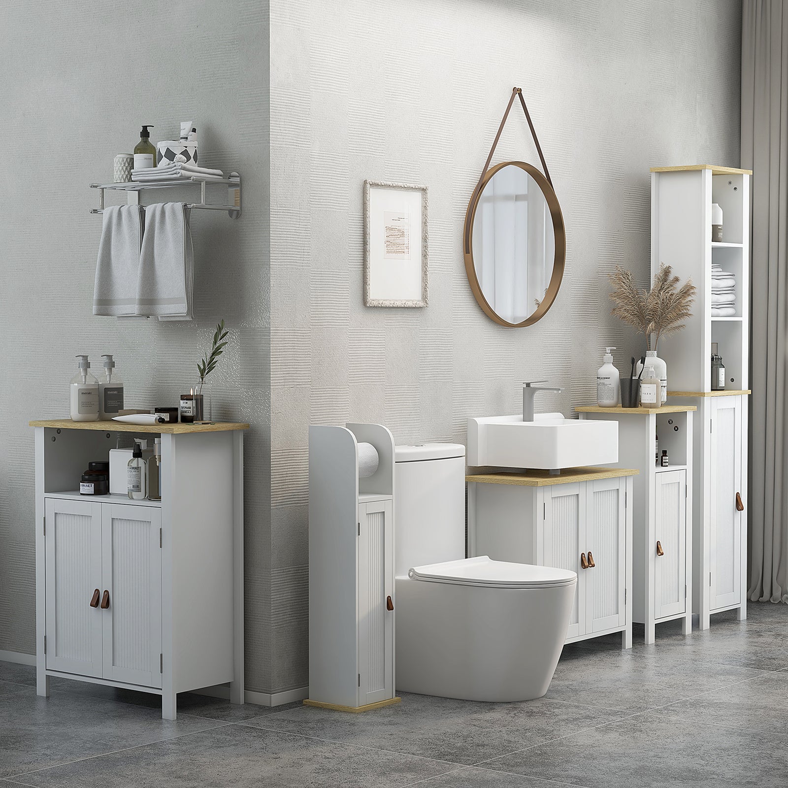 Bathroom Under Sink Cabinet With Adjustable Shelf, White