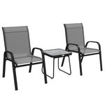 3pcs Bistro Set With Breathable Mesh Fabric And Psc Board | Light Slate Gray