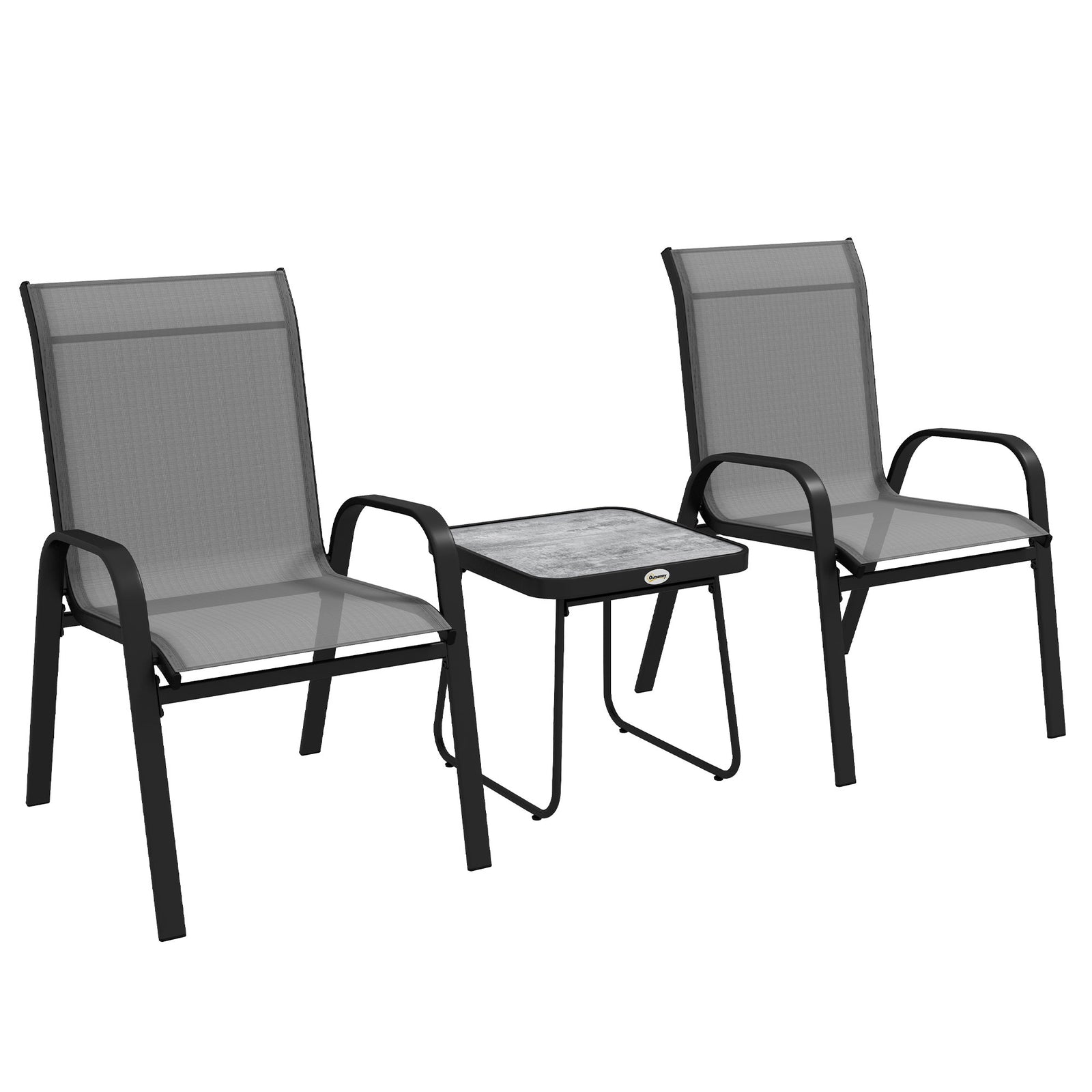 3pcs Bistro Set With Breathable Mesh Fabric And Psc Board | Light Slate Gray