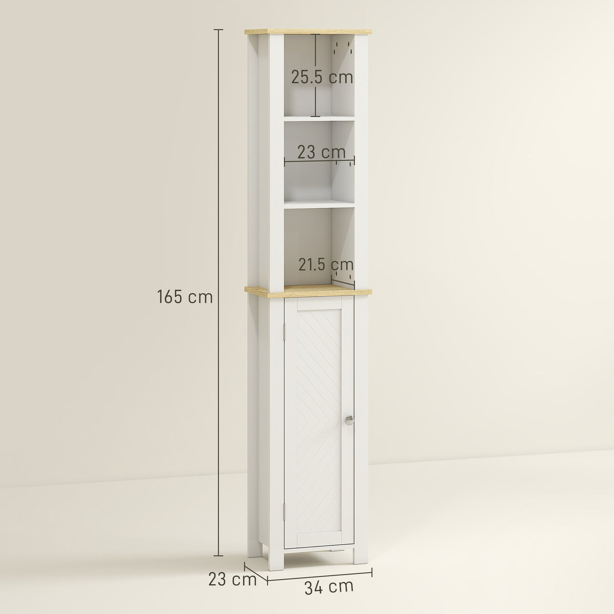 kleankin Slim Bathroom Storage Unit With Open Compartment, White