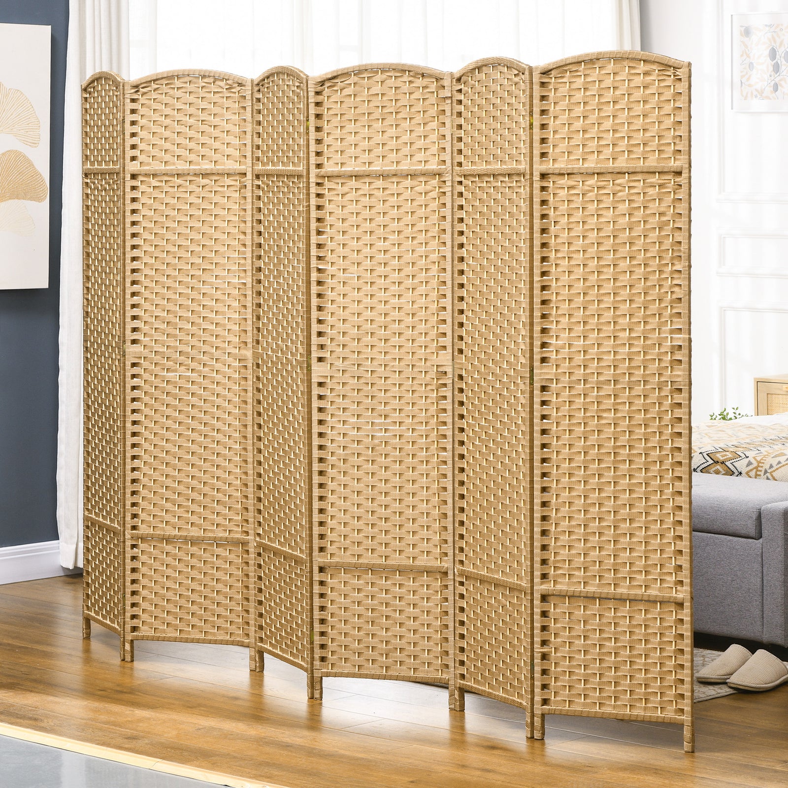 6 Panel Folding Room Divider, Privacy Screen, 240 X 170cm