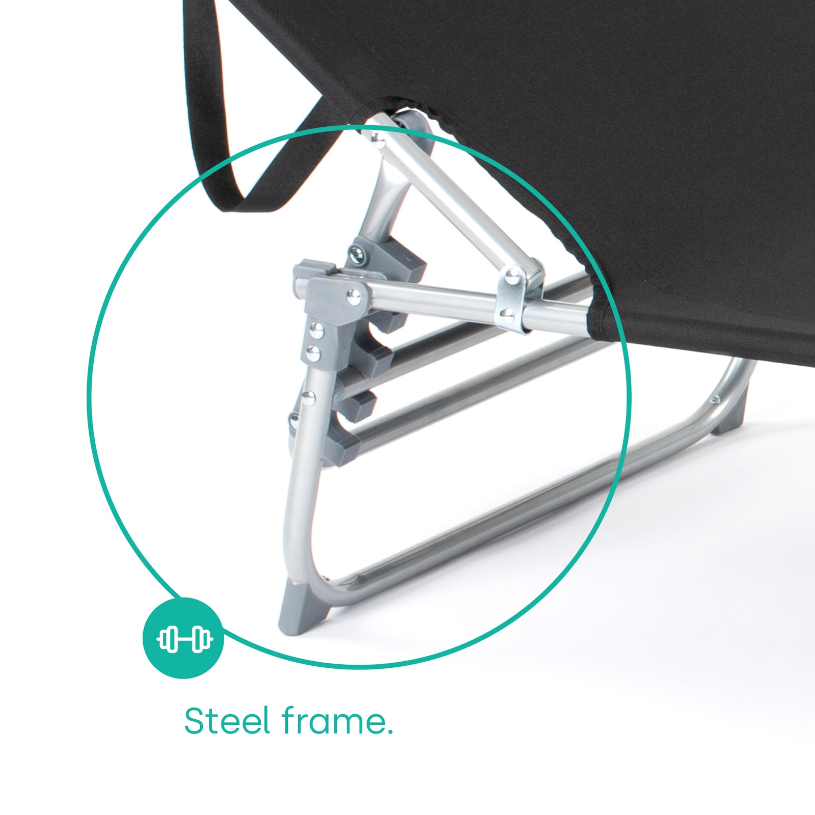 Folding Sun Lounger - Black