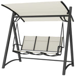 3 Seater Swing Chair, Garden Swing Bench With Adjustable Canopy | Cream