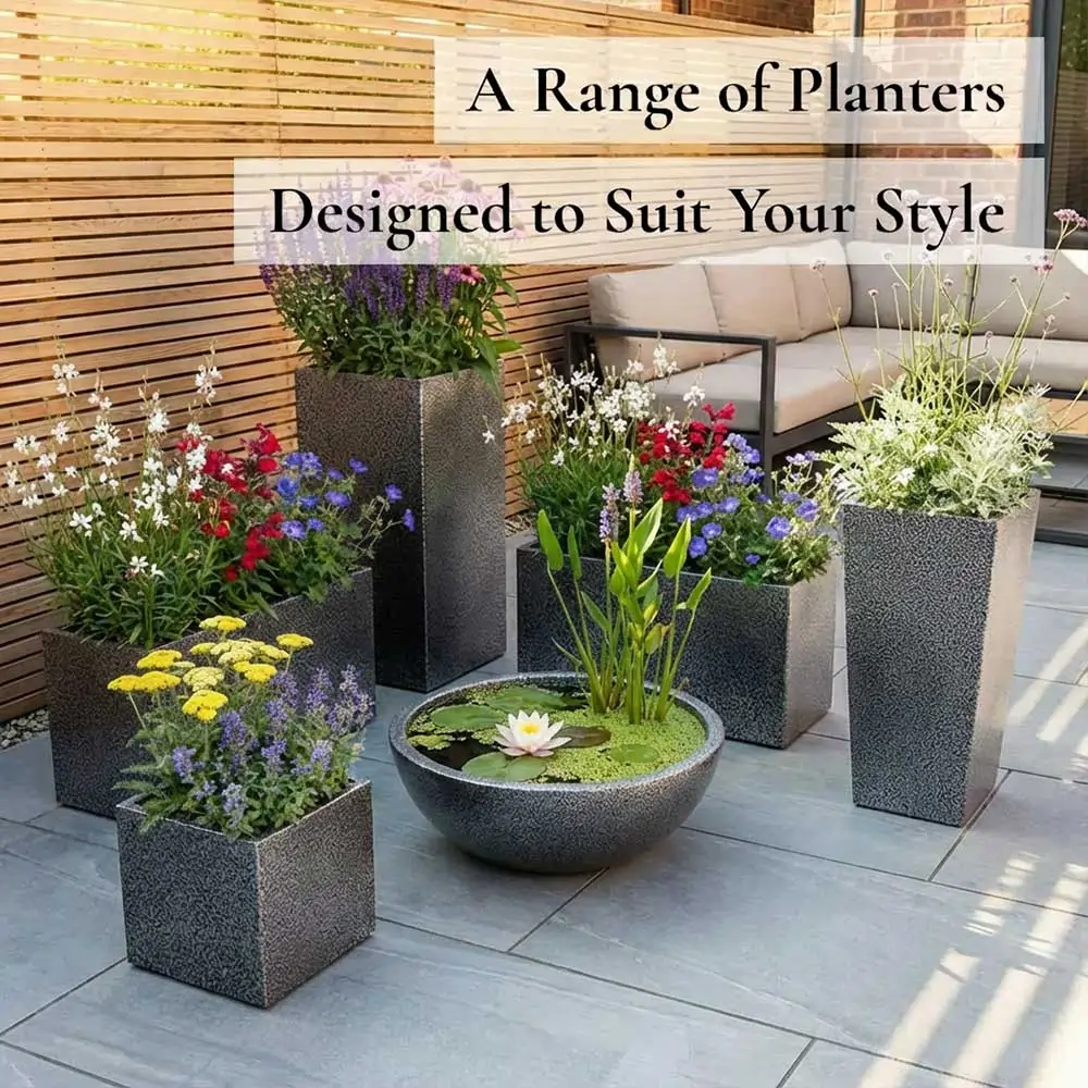 Zinc Galvanised Trough Planter | 100cm x 40cm x 40cm | Silver Black